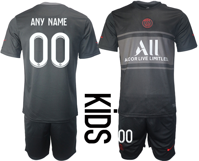 Youth 2021-2022 Club Paris St German Second away black customized Soccer Jersey->customized soccer jersey->Custom Jersey